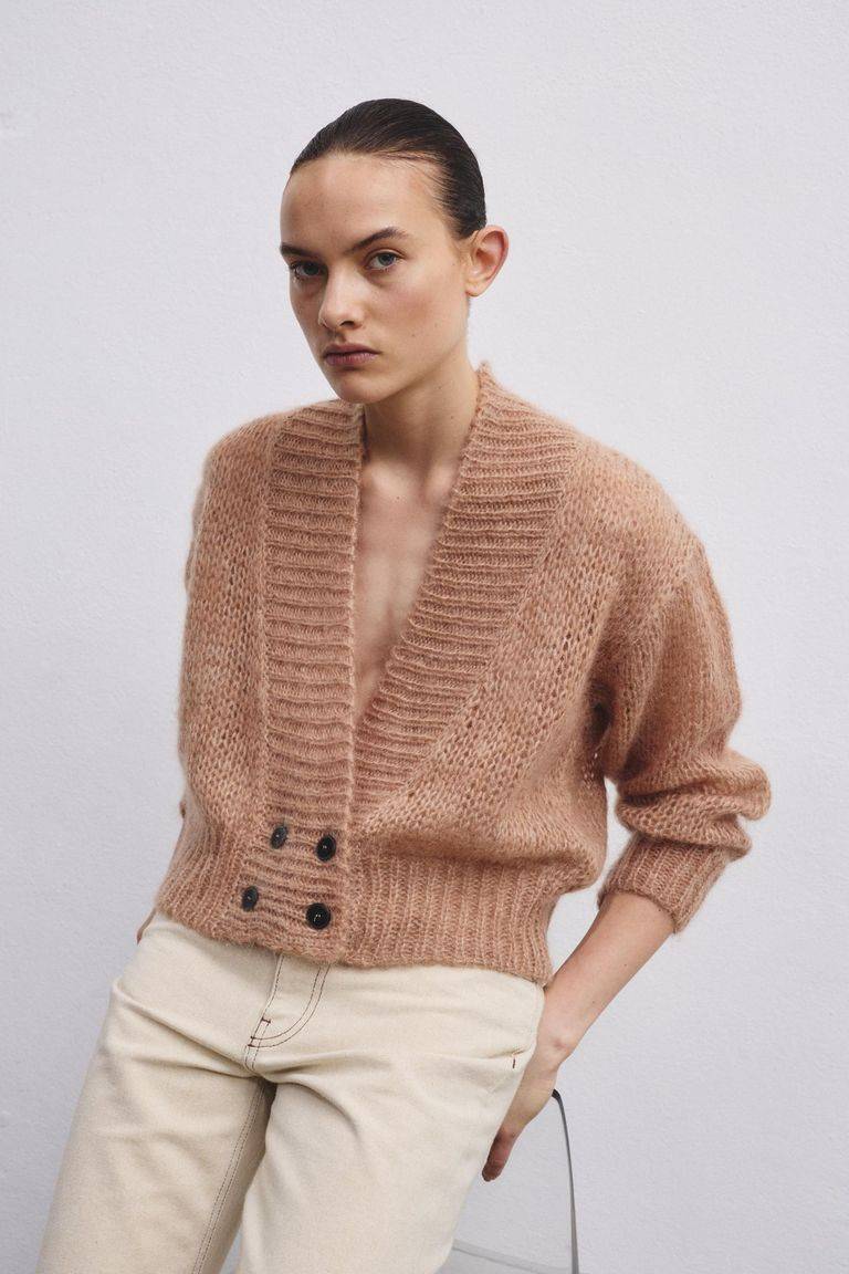 Pomandere Cardigan doppio petto in mohair e lana Moda