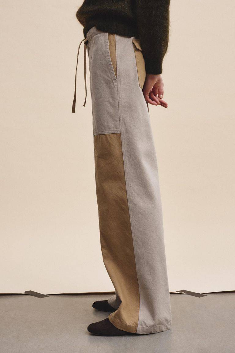 Pomandere Pantalone bicolore in diagonale di cotone lana Sottocosto