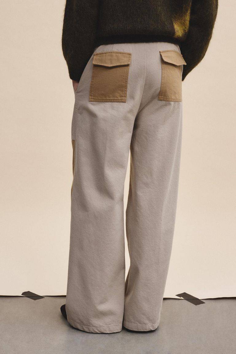 Pomandere Pantalone bicolore in diagonale di cotone lana Sottocosto