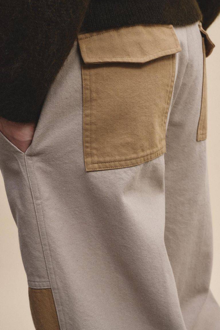 Pomandere Pantalone bicolore in diagonale di cotone lana Sottocosto