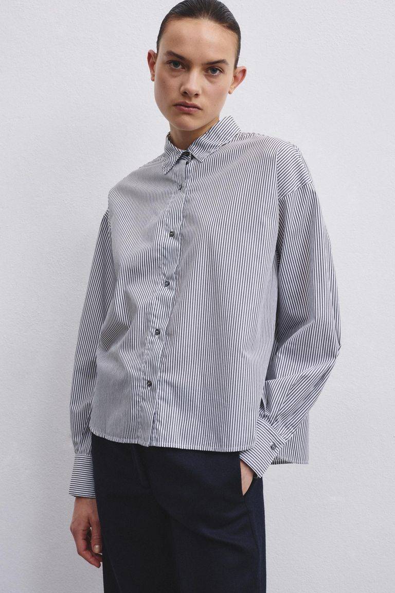 Pomandere Camicia in popeline rigato Sconto