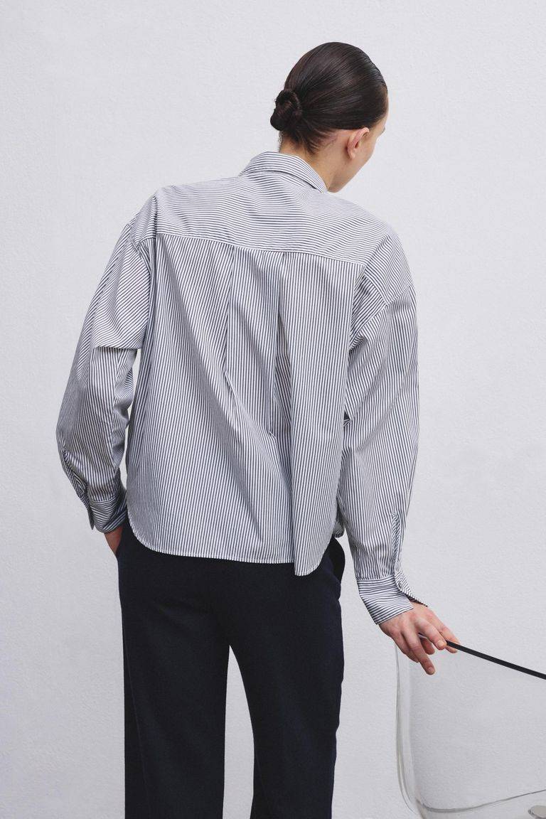 Pomandere Camicia in popeline rigato Sconto