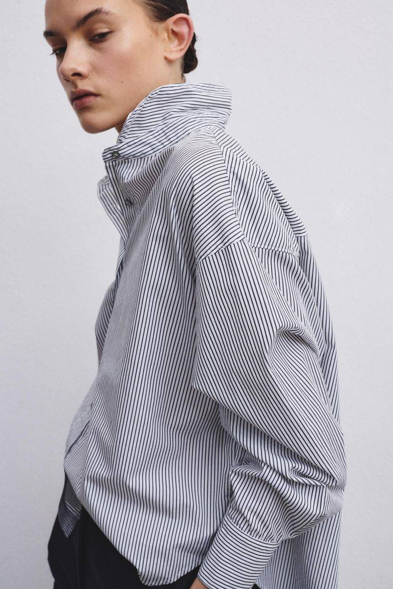 Pomandere Camicia in popeline rigato Sconto