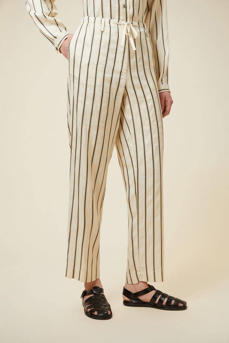 Pomandere Pantalone rigato con elastico in vita e coulisse Acquista Ora