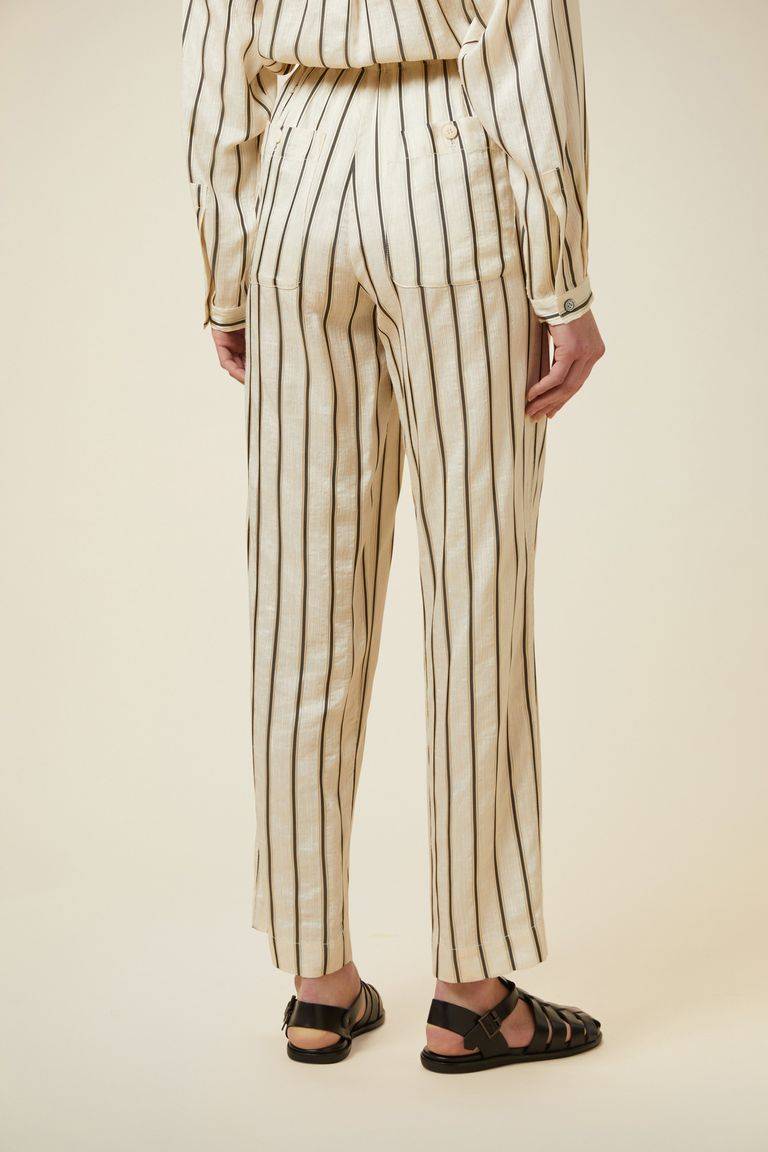 Pomandere Pantalone rigato con elastico in vita e coulisse Acquista Ora