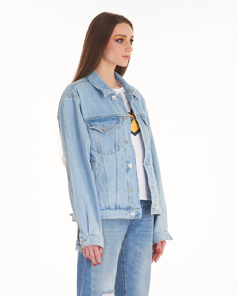 Pop84 Giubbino jeans over fit lavaggio chiaro Convenienza