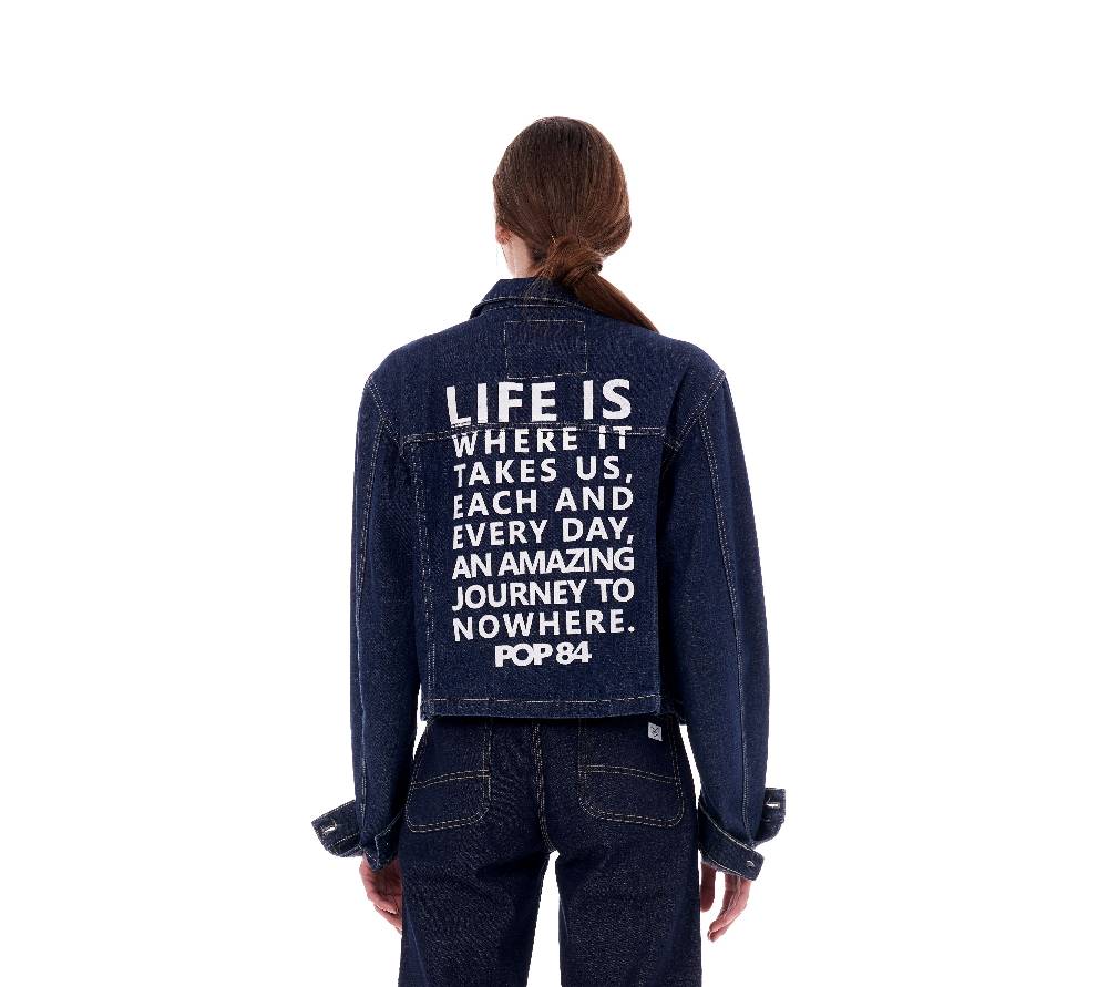 Pop84 Giubbino jeans frase POP84 Saldi