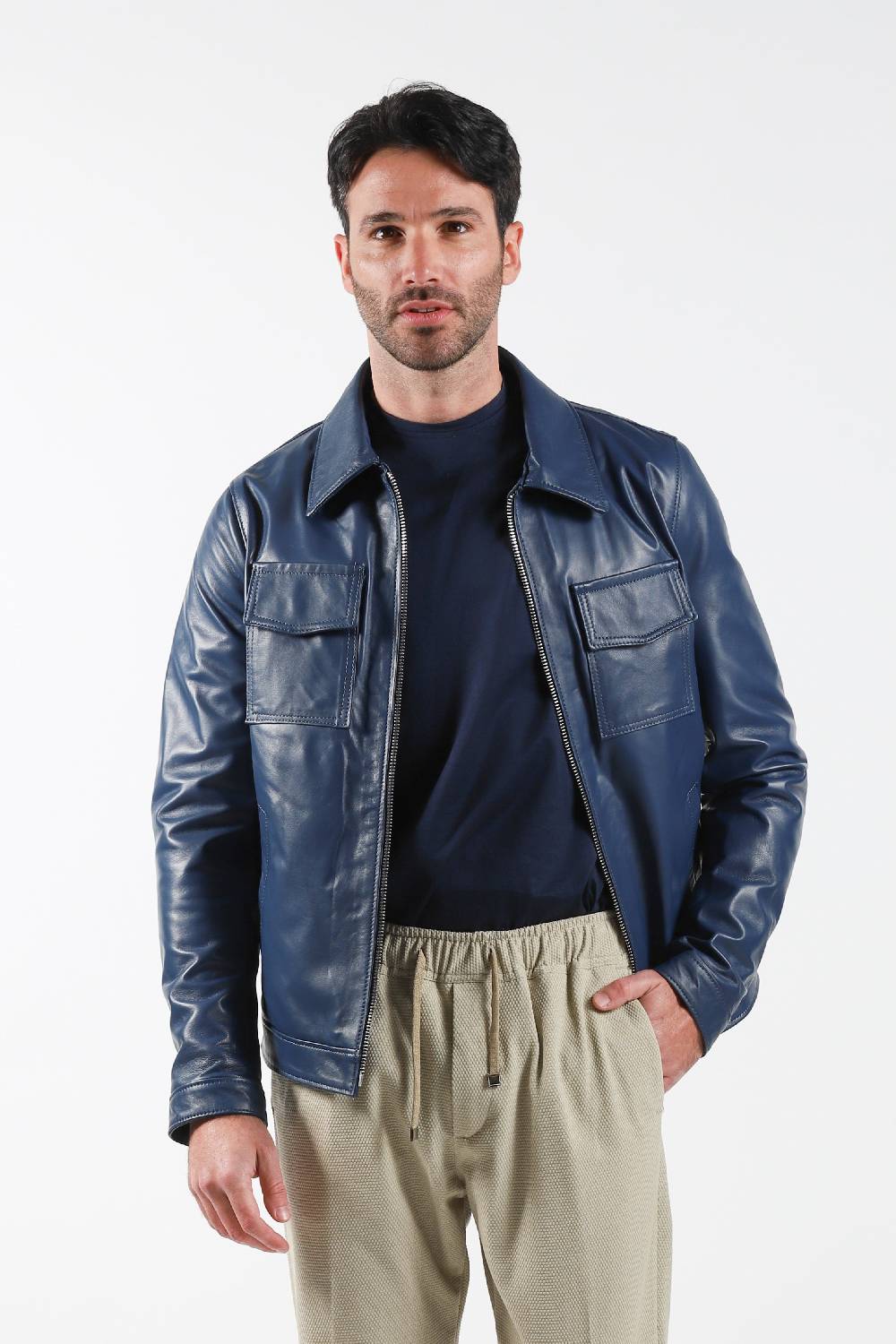 Primo Emporio Giubbino in Pelle modello camicia - Blue In Linea