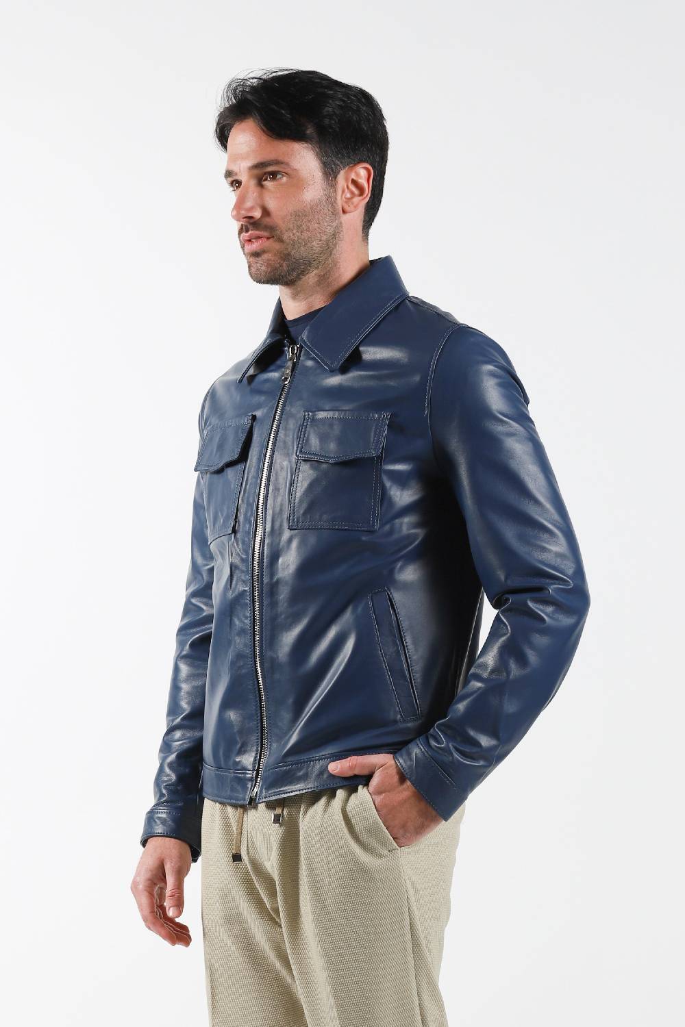 Primo Emporio Giubbino in Pelle modello camicia - Blue In Linea