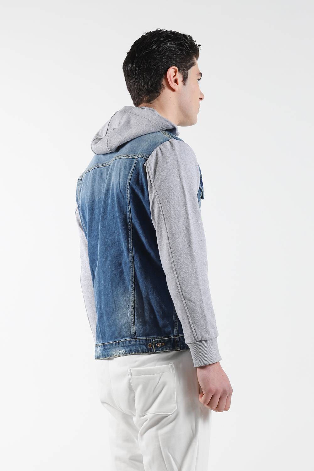 Primo Emporio Giubbino jeans con Cappuccio maniche in Felpa Vendita