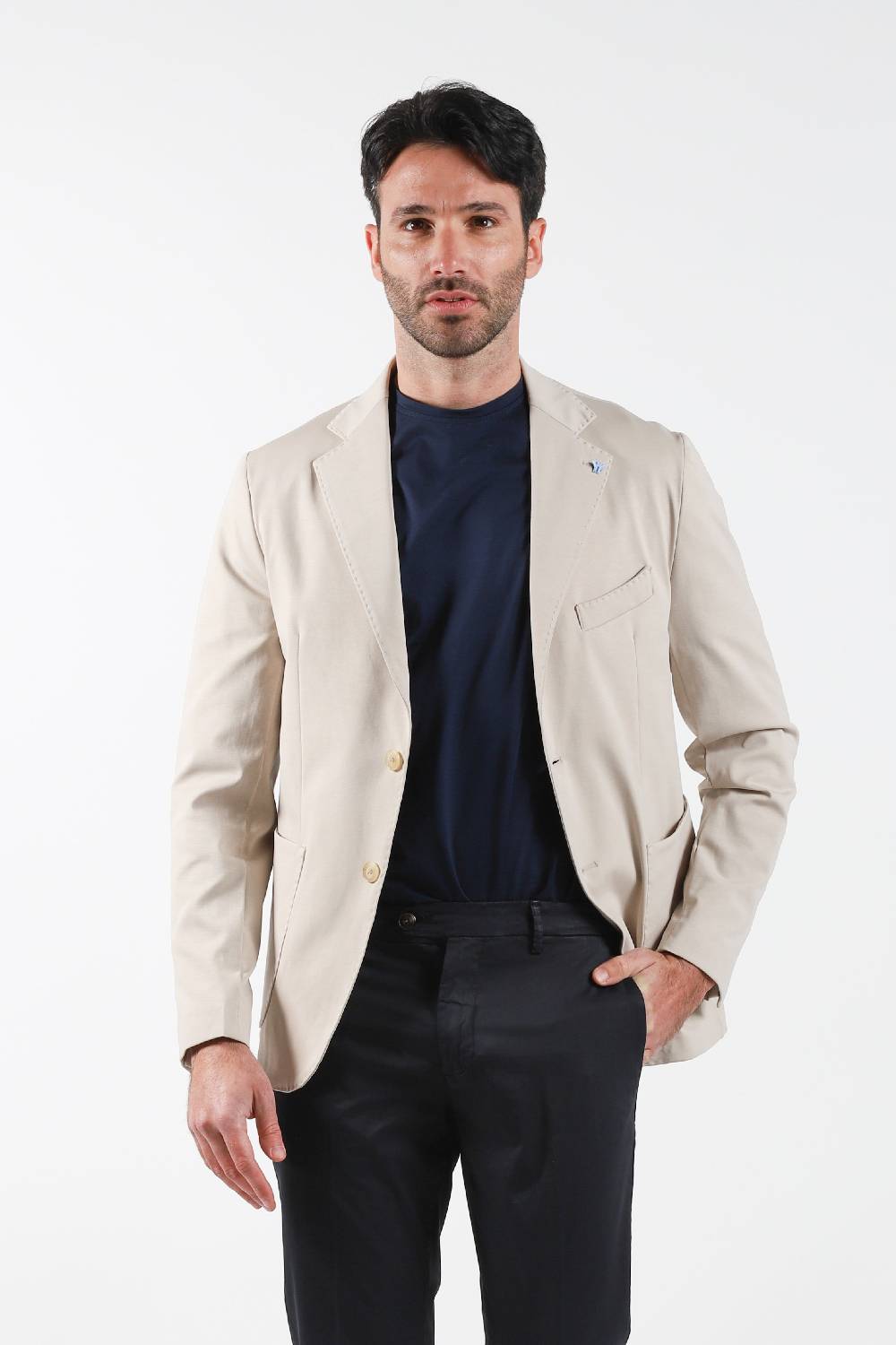 Primo Emporio Giacca monopetto Tessuto elastico Punto Milano -Sabbia Offerte