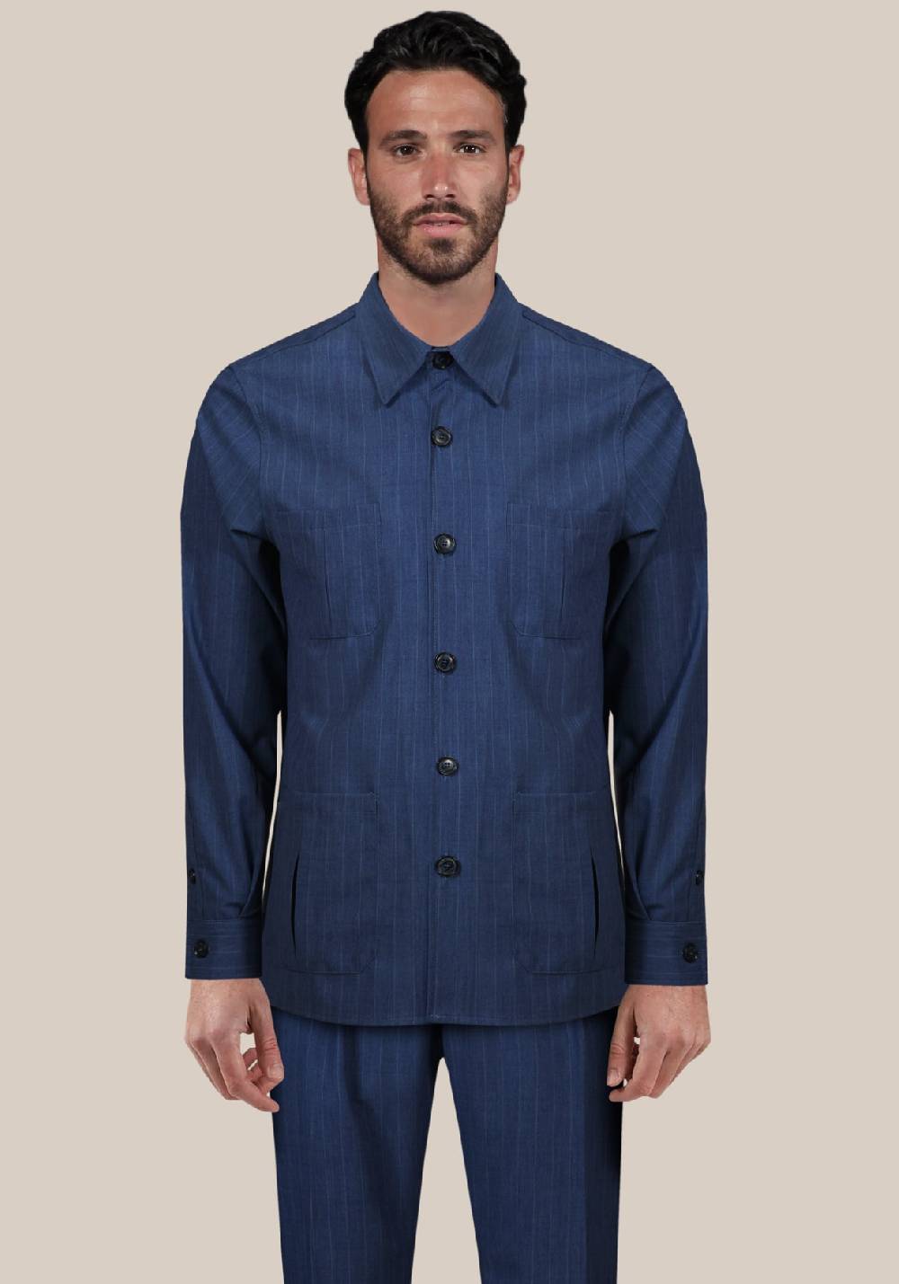 Primo Emporio Sahariana in cotone rigato Saldi Di Fabbrica