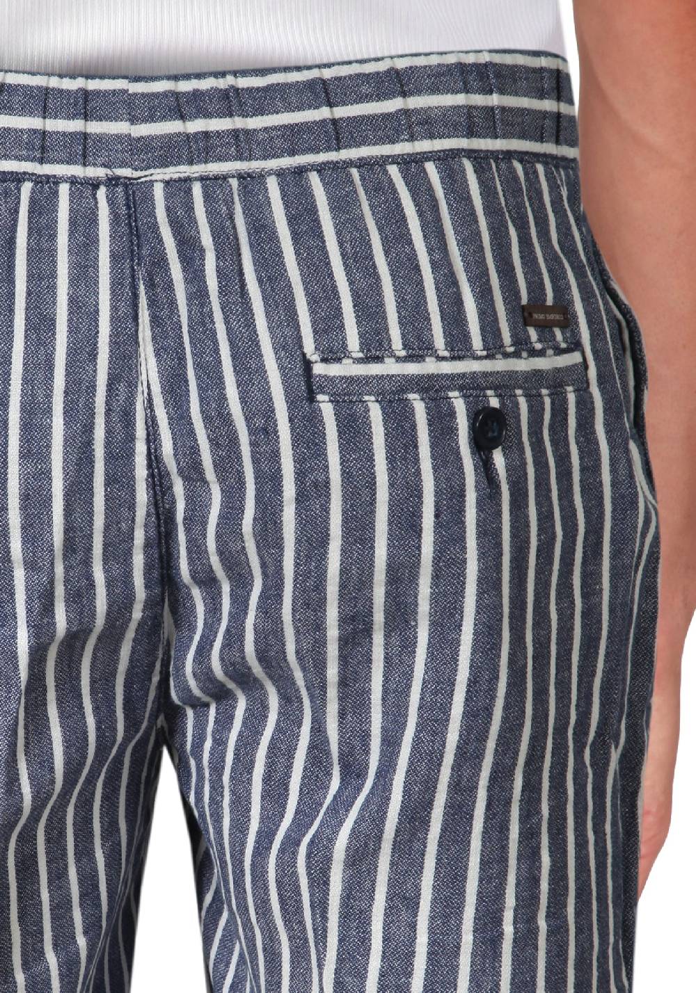 Primo Emporio Bermuda rigato con laccio in Lino Prezzo Ridotto