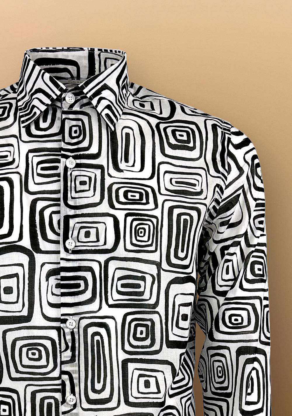 Primo Emporio Camicia in Mussola di cotone con stampa Nero&Bianco Vendita Calda