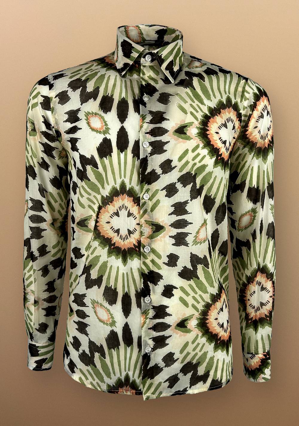 Primo Emporio Camicia in Mussola di cotone con stampa verde Vendita Economica