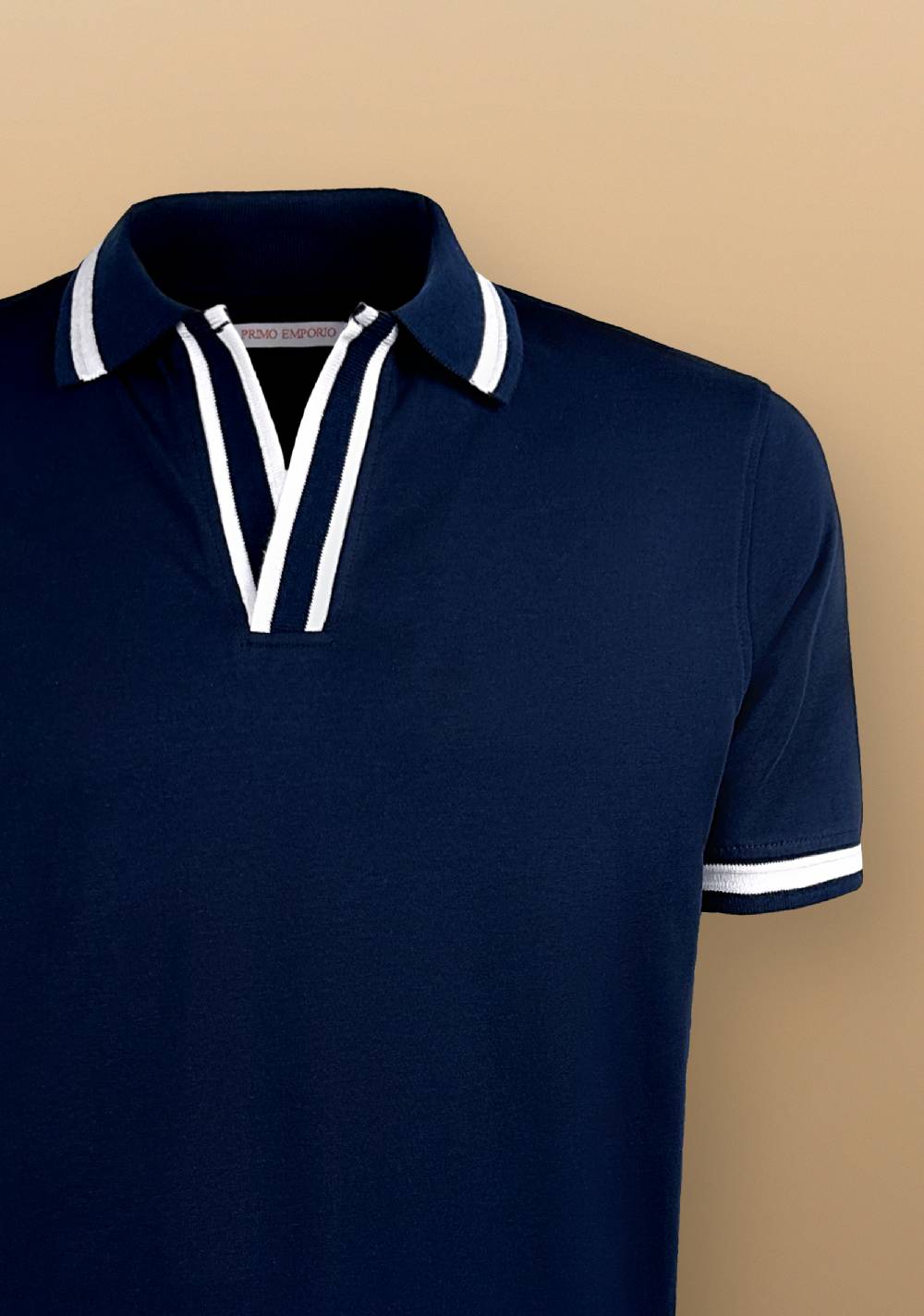 Primo Emporio Polo senza bottoni con riga a contrasto Sottocosto