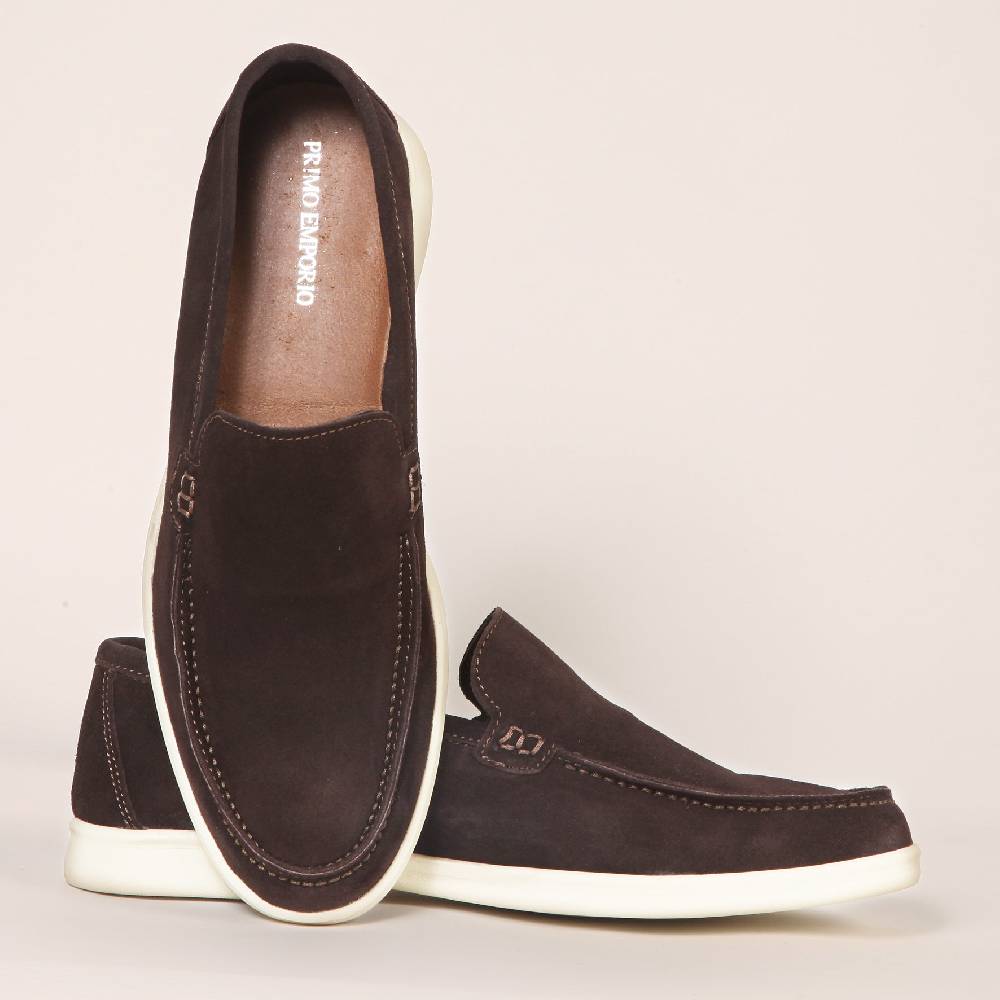 Primo Emporio Mocassino camoscio con suola panna Moda
