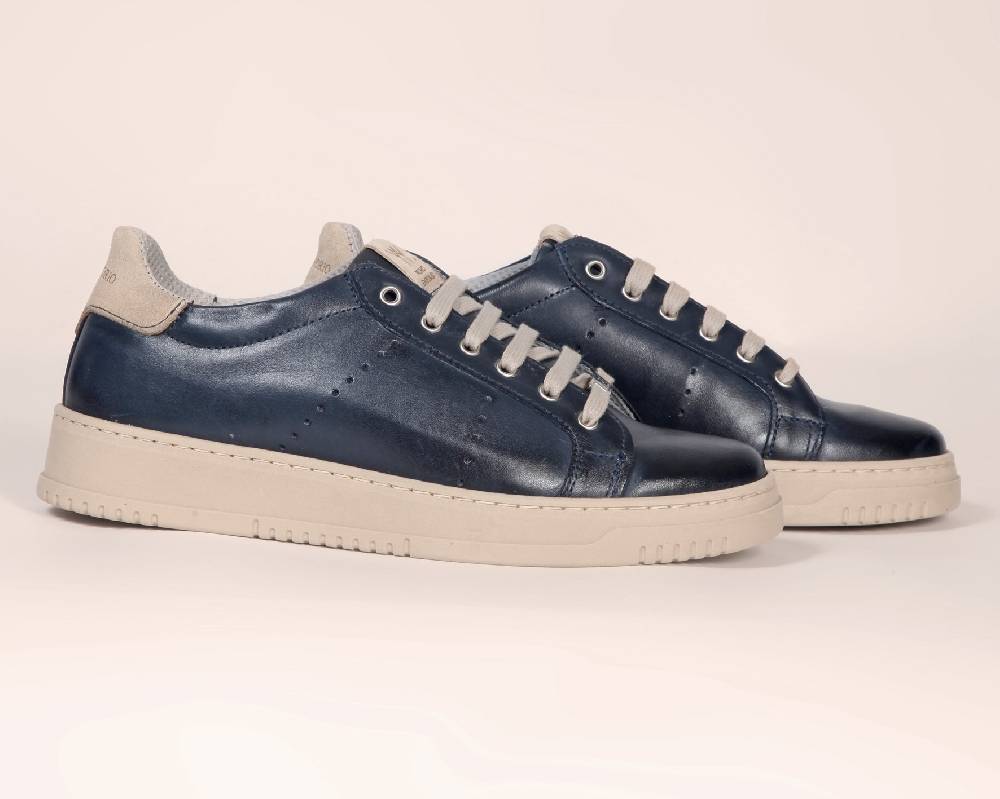 Primo Emporio Sneakers in pelle contrasto giallo interno Vendita
