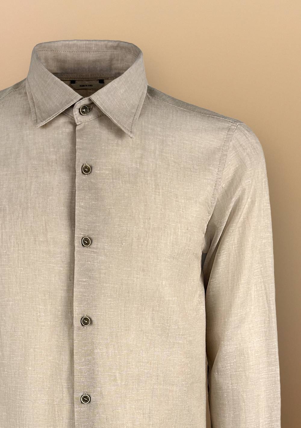 Primo Emporio Camicia Lino Manica Lunga Collo francese Sottocosto