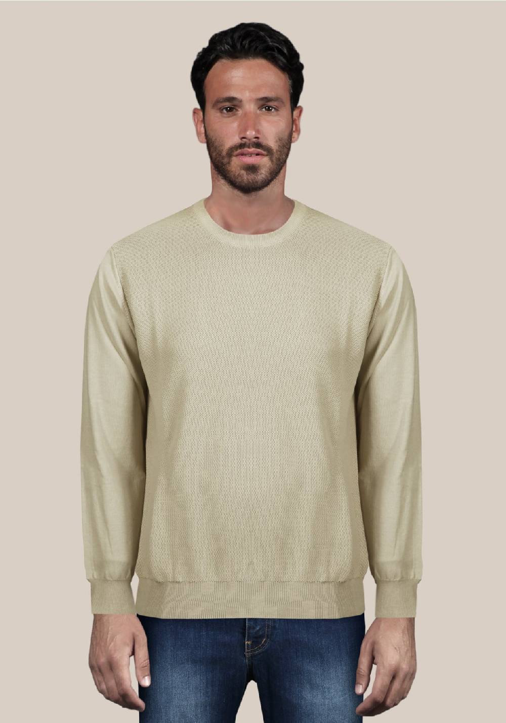 Primo Emporio Maglia giro collo tessitura punto riso Vendita Economica