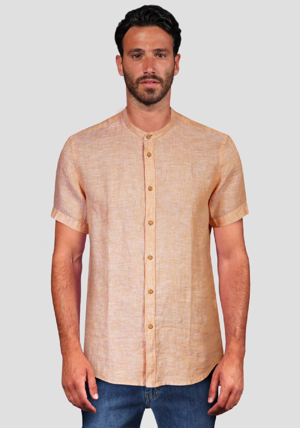 Primo Emporio Camicia di Lino mezza manica collo coreano Nuovo