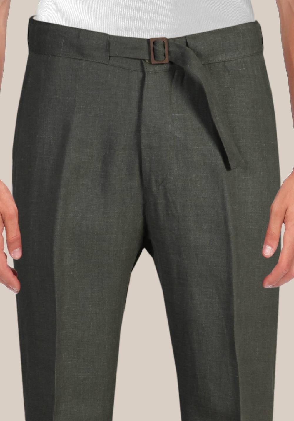 Primo Emporio Pantalone in lino con fibia Fino Al -60%
