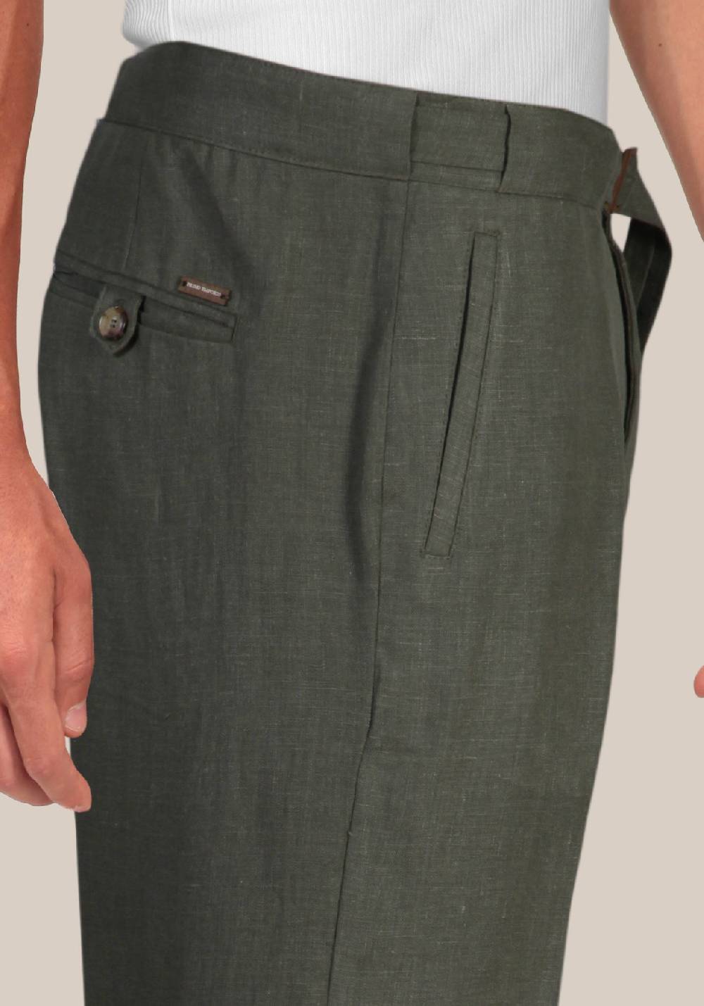Primo Emporio Pantalone in lino con fibia Fino Al -60%