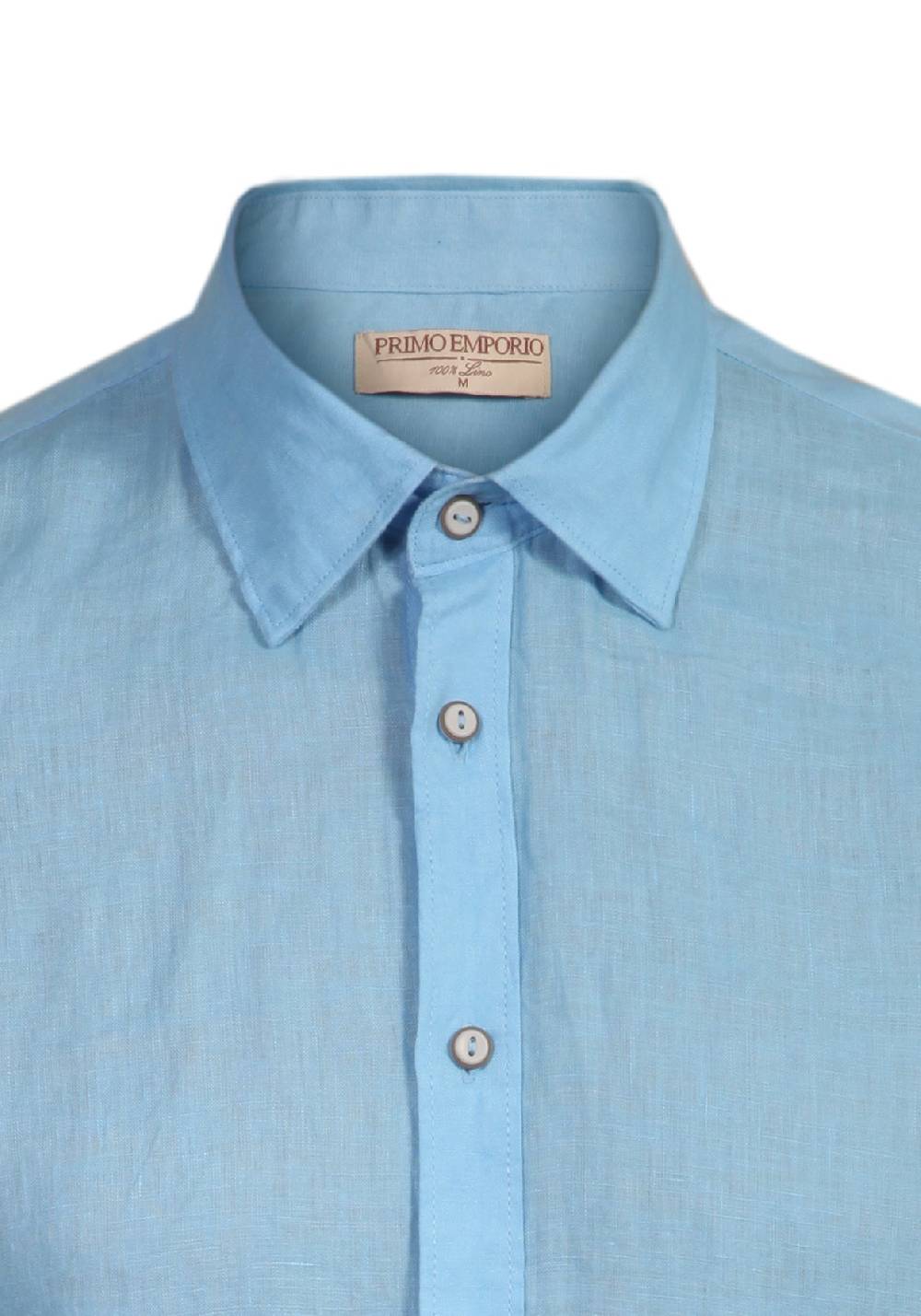 Primo Emporio Camicia Lino Mezza Manica - Turchese Presa
