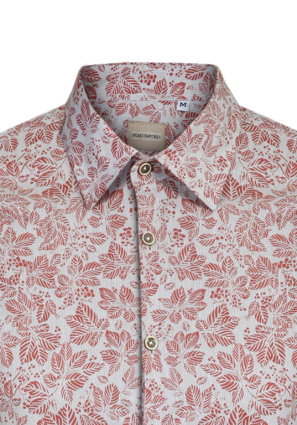 Primo Emporio Camicia manica lunga collo Francese Stampa foglie Sconto