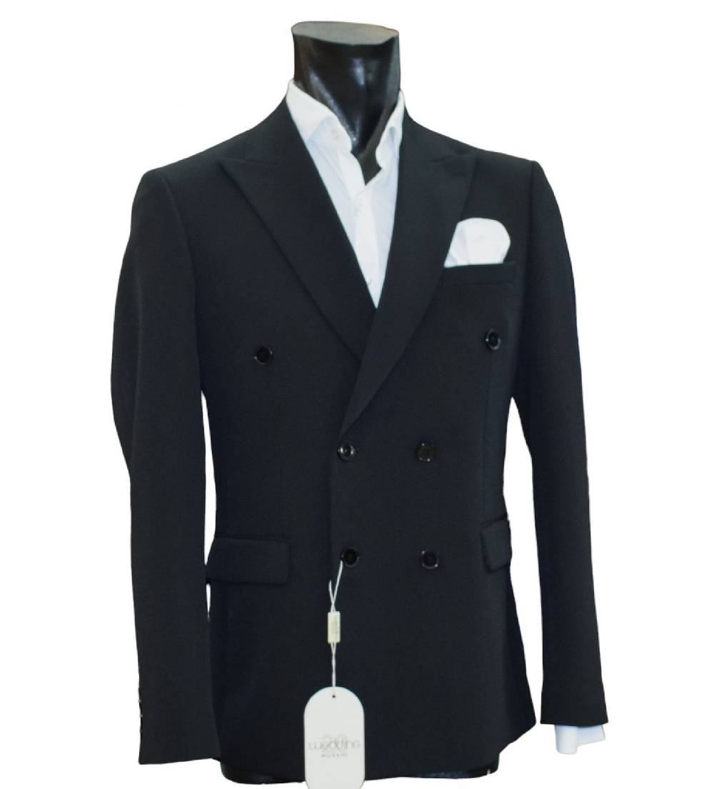 Musani Milano Cerimonia Abito musani nero doppiopetto slim fit Prezzo Ridotto