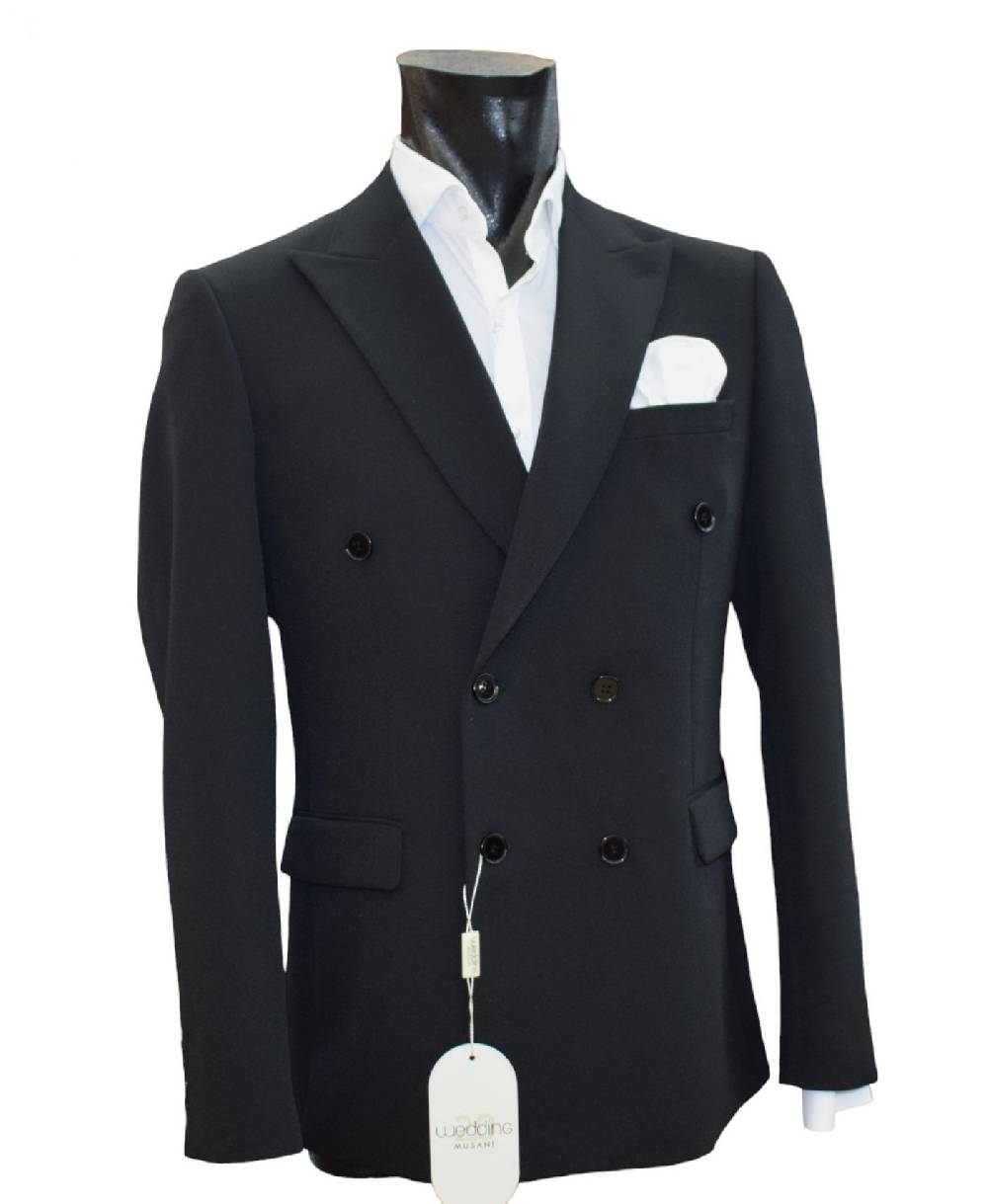 Musani Milano Cerimonia Abito musani nero doppiopetto slim fit Prezzo Ridotto