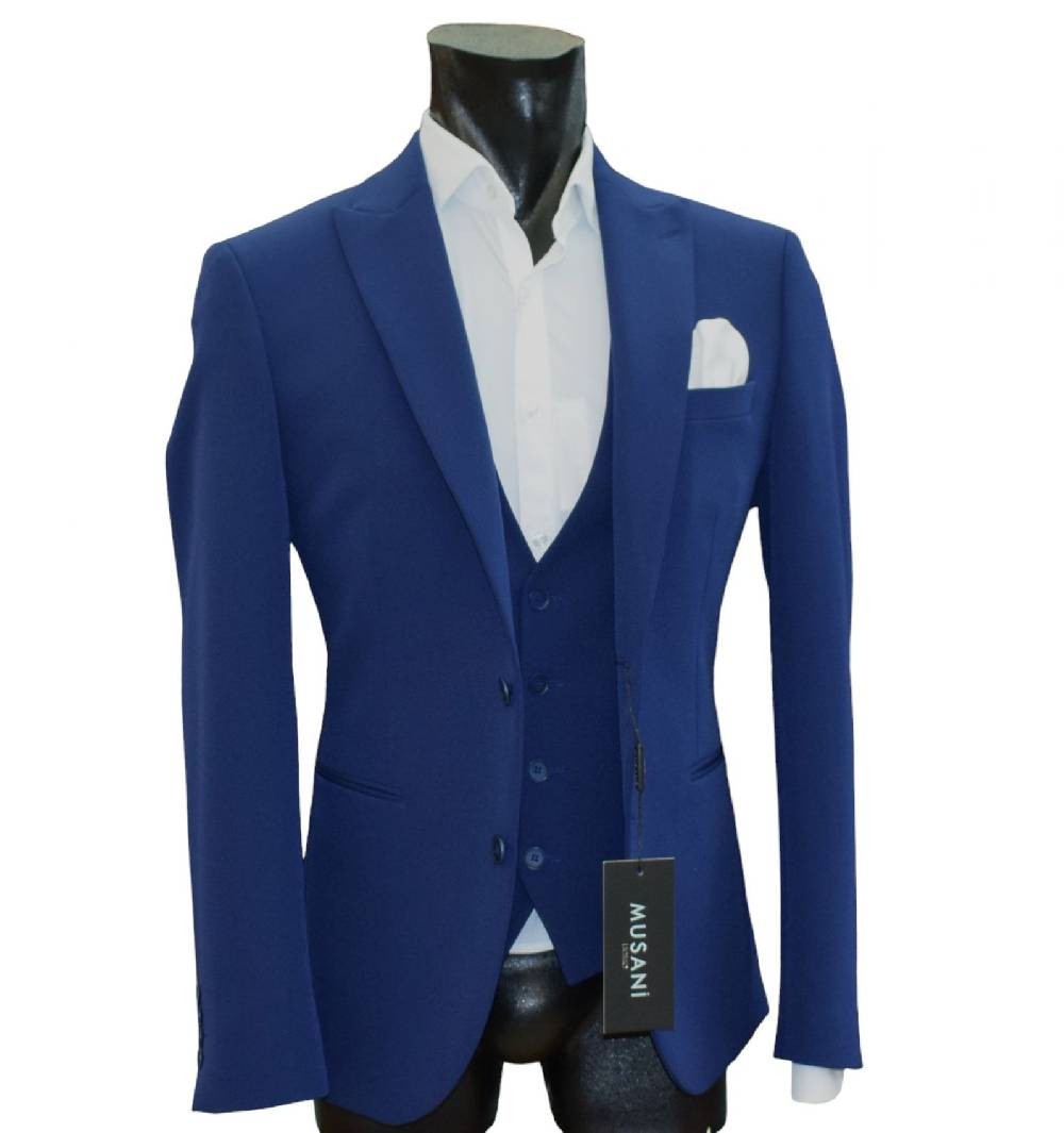 Musani Milano Cerimonia Abito musani bluette con gilet slim fit Sottocosto