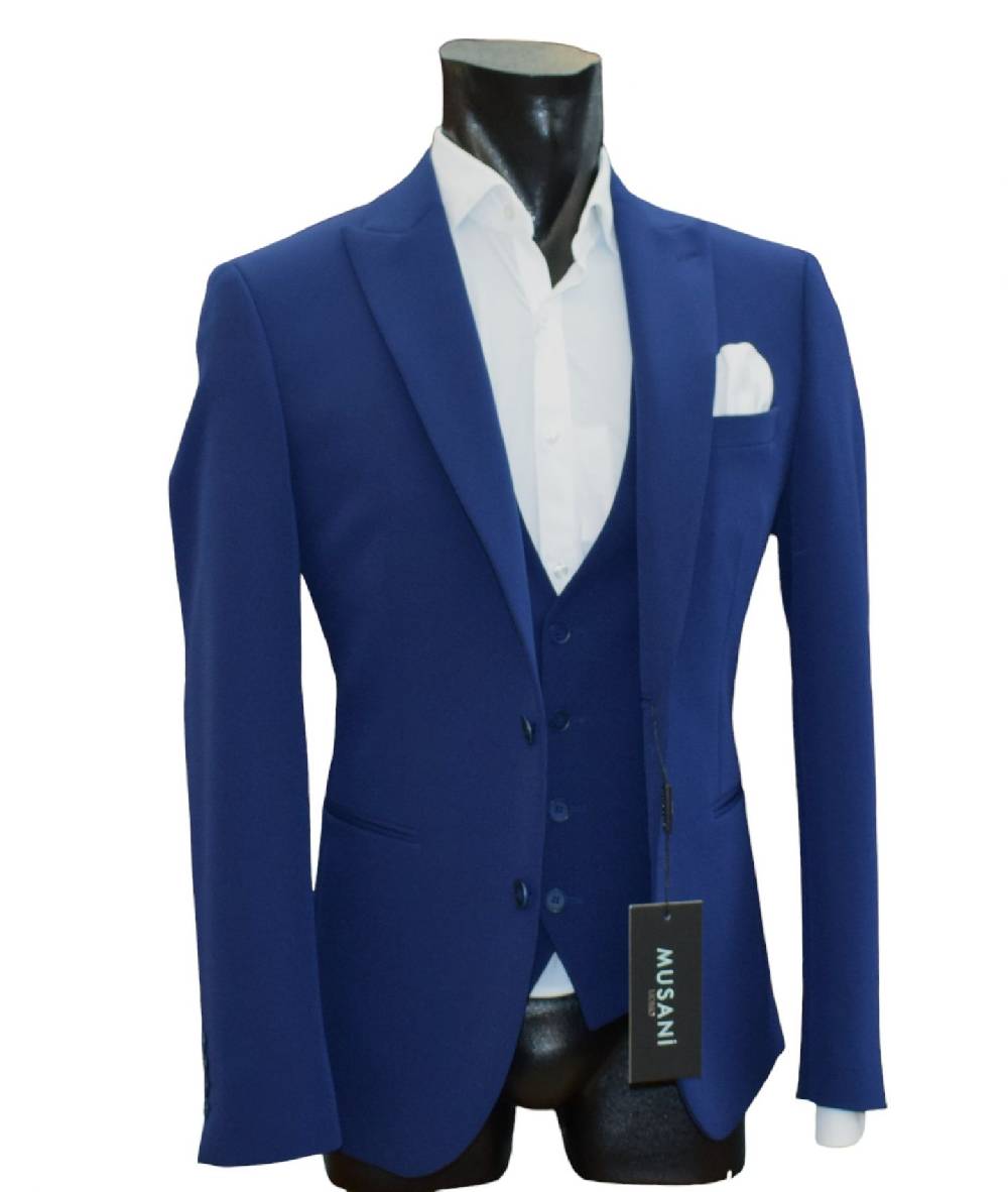 Musani Milano Cerimonia Abito musani bluette con gilet slim fit Sottocosto