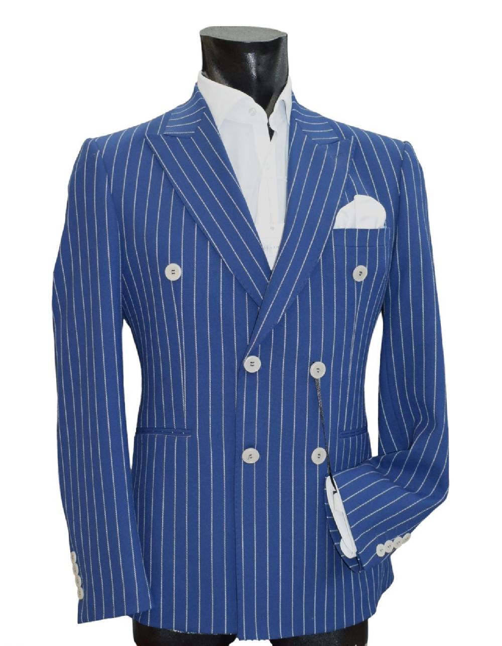 Musani Milano Cerimonia Abito musani bluette gessato a doppio petto slim fit Convenienza