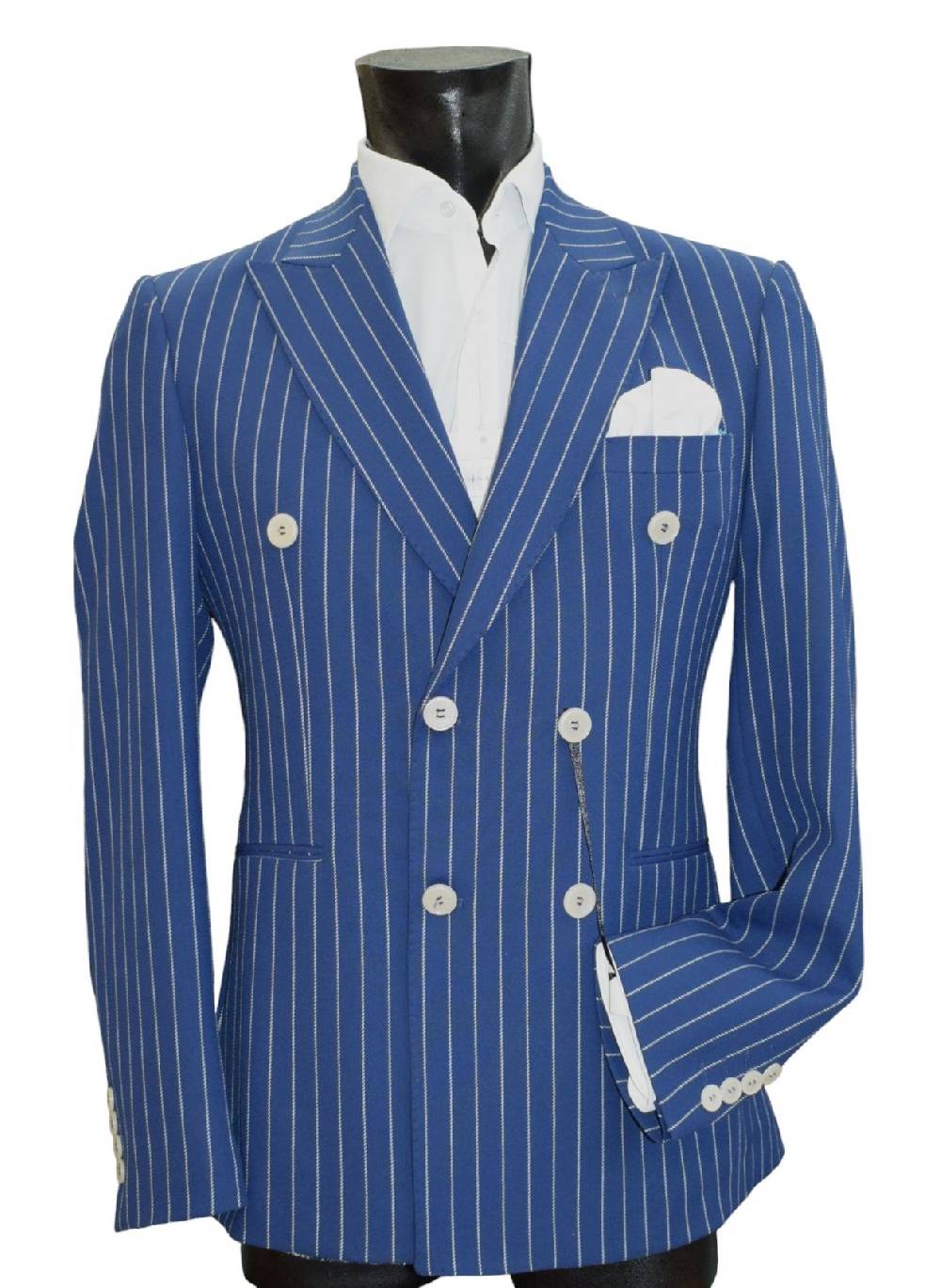 Musani Milano Cerimonia Abito musani bluette gessato a doppio petto slim fit Convenienza