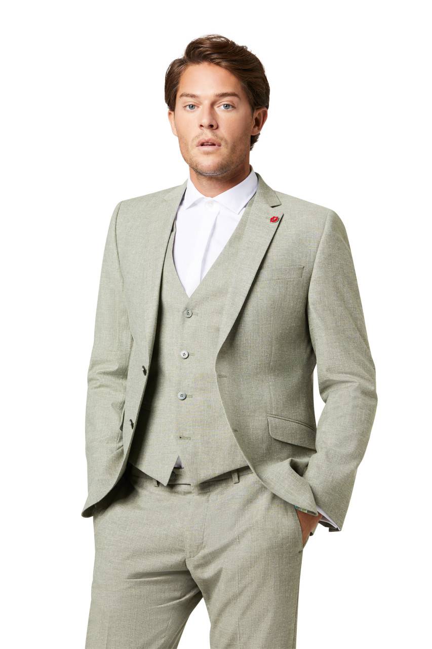 Digel Abito elegante verde chiaro digel slim fit con gilet