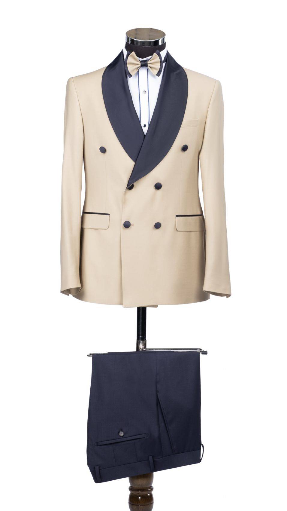 Baggi Smoking beige doppiopetto baggi cerimonia slim fit