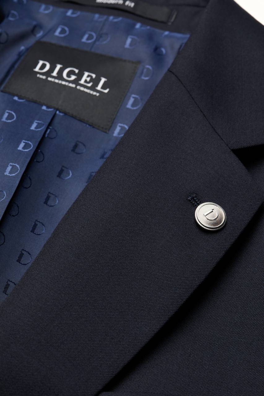 Digel Giacca blu scuro digel drop sei modern fit lana reda super 110's Nuova