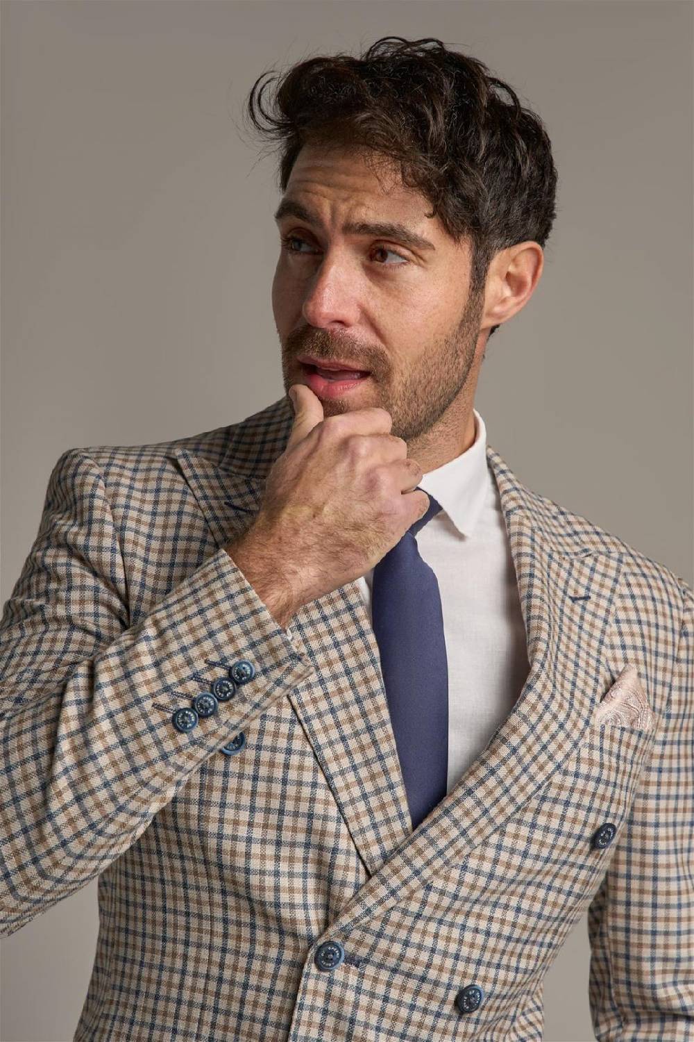 House of Cavani Giacca beige quadri cavani slim fit a doppiopetto 2025