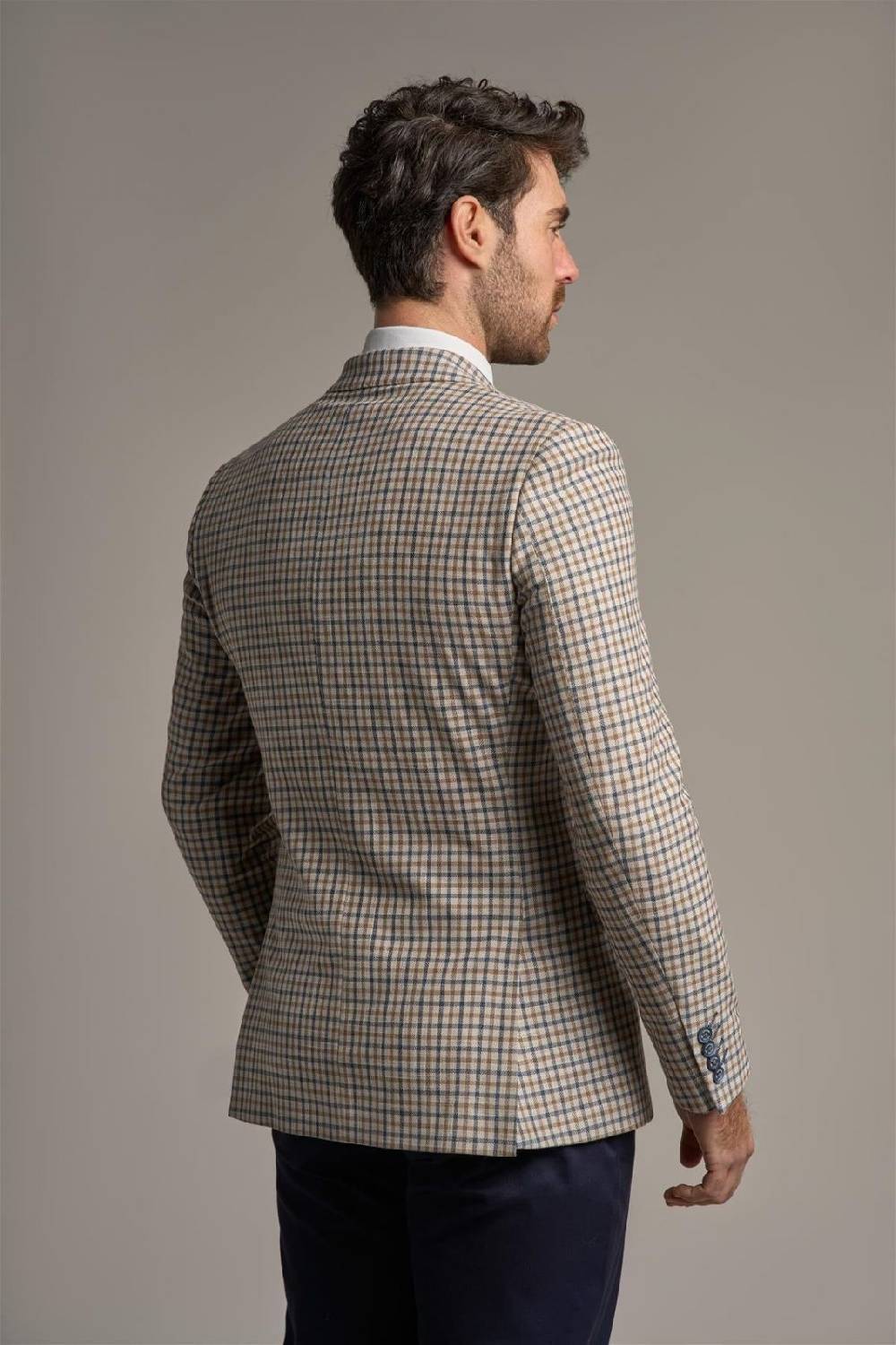 House of Cavani Giacca beige quadri cavani slim fit a doppiopetto 2025