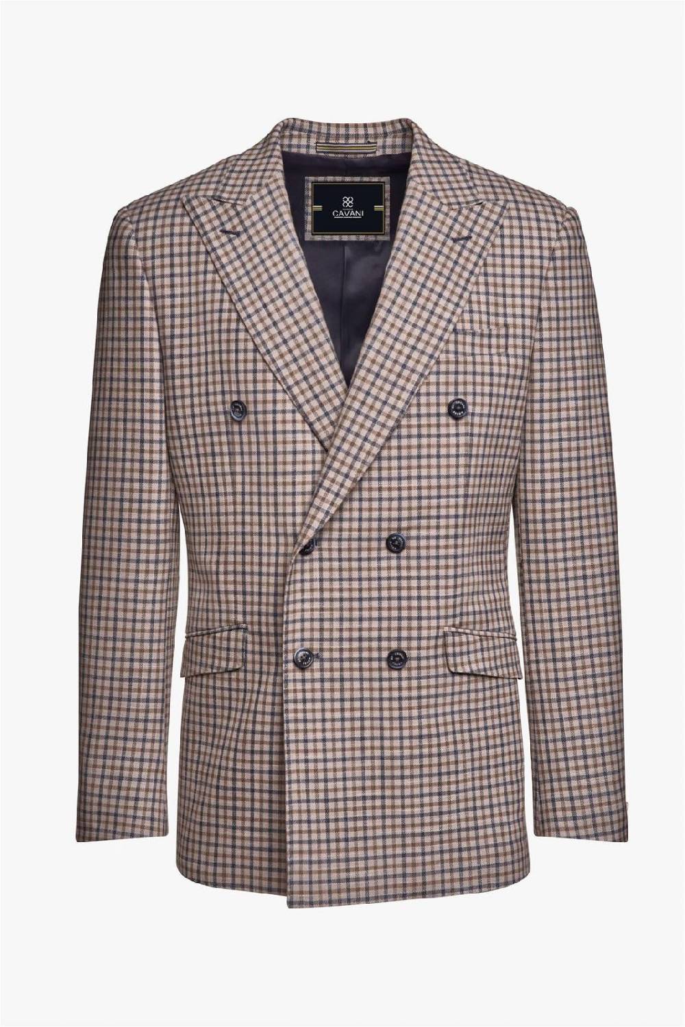 House of Cavani Giacca beige quadri cavani slim fit a doppiopetto 2025