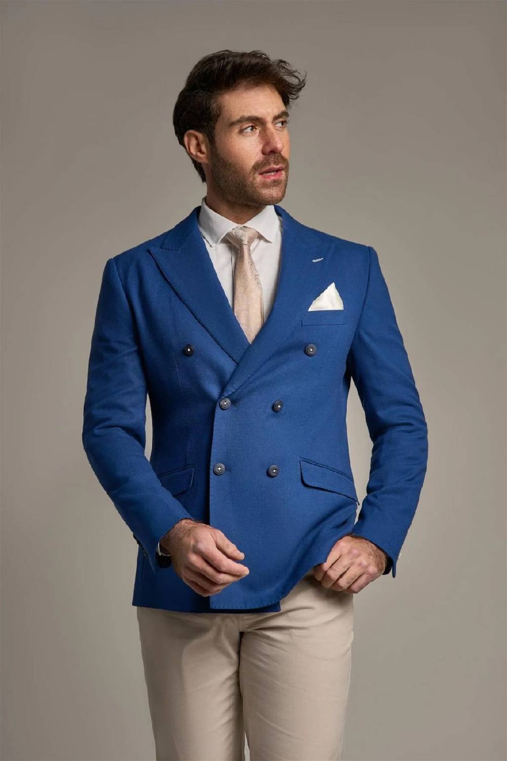 House of Cavani Giacca blu elettrico cavani slim fit a doppiopetto sfoderata