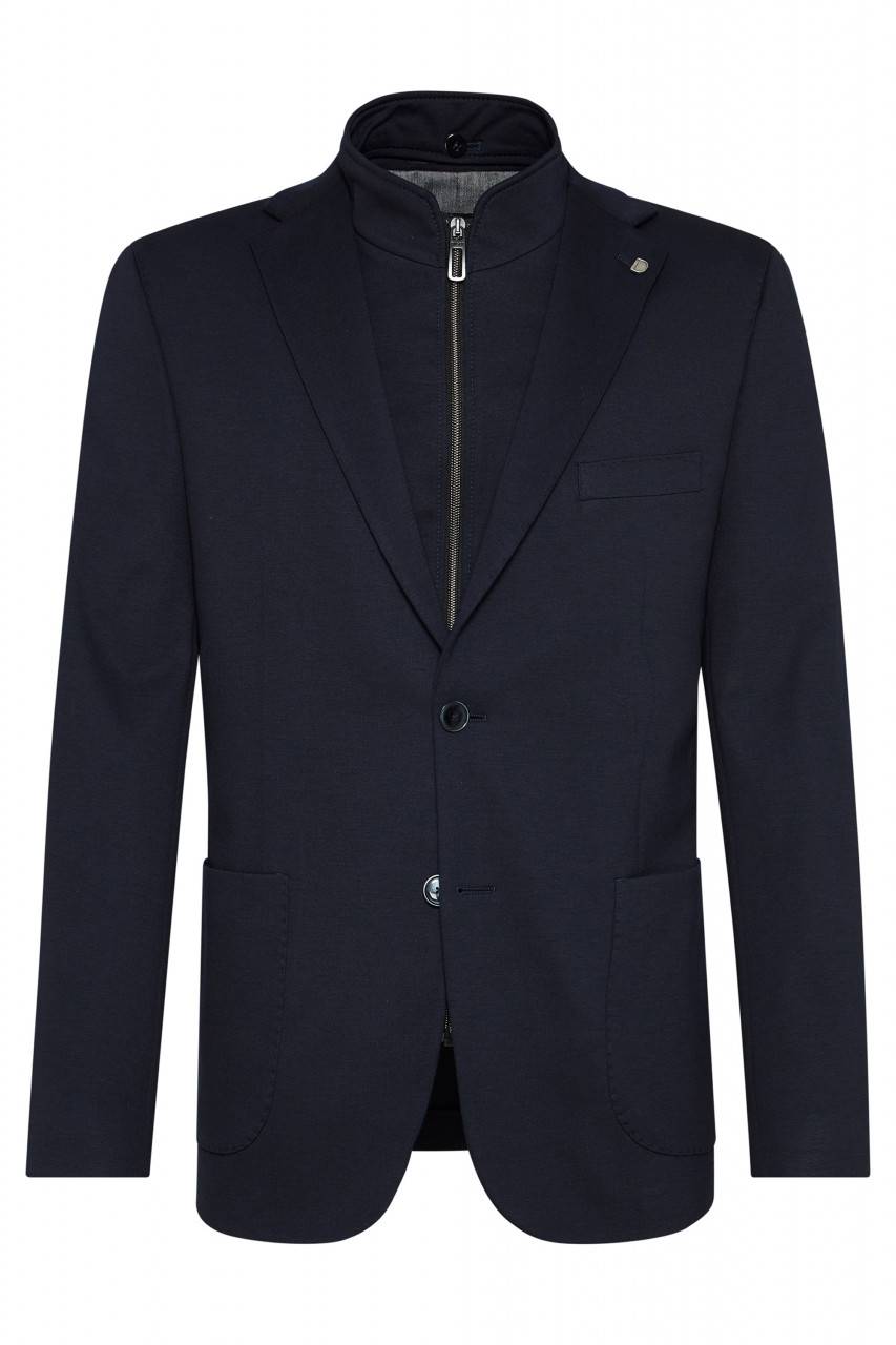 Digel Giacca digel blu in jersey drop quattro corto con pettorina staccabile