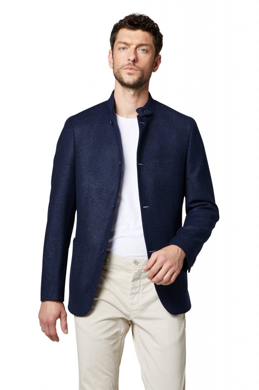 Digel Giacca blu in jersey digel collo coreana modern fit