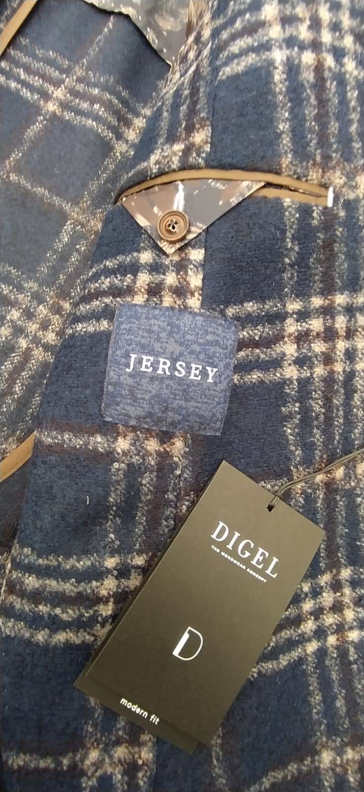 Digel Giacca blu a quadri digel in jersey sfoderata modern fit Offerta