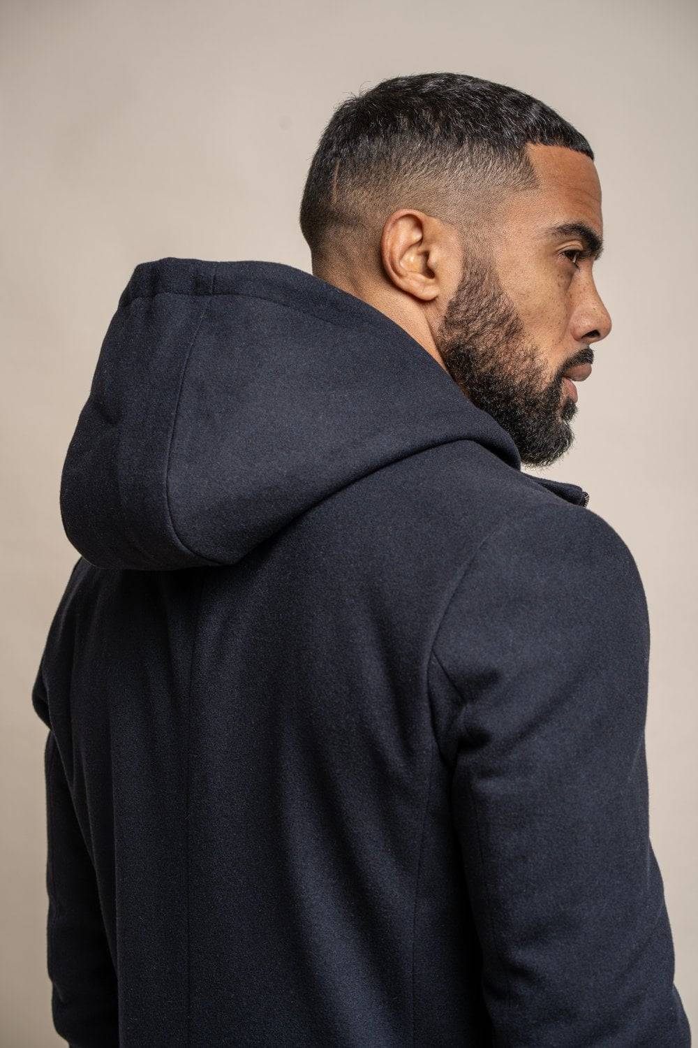 House of Cavani Cappotto cavani blu con cappuccio slim fit Acquista Ora