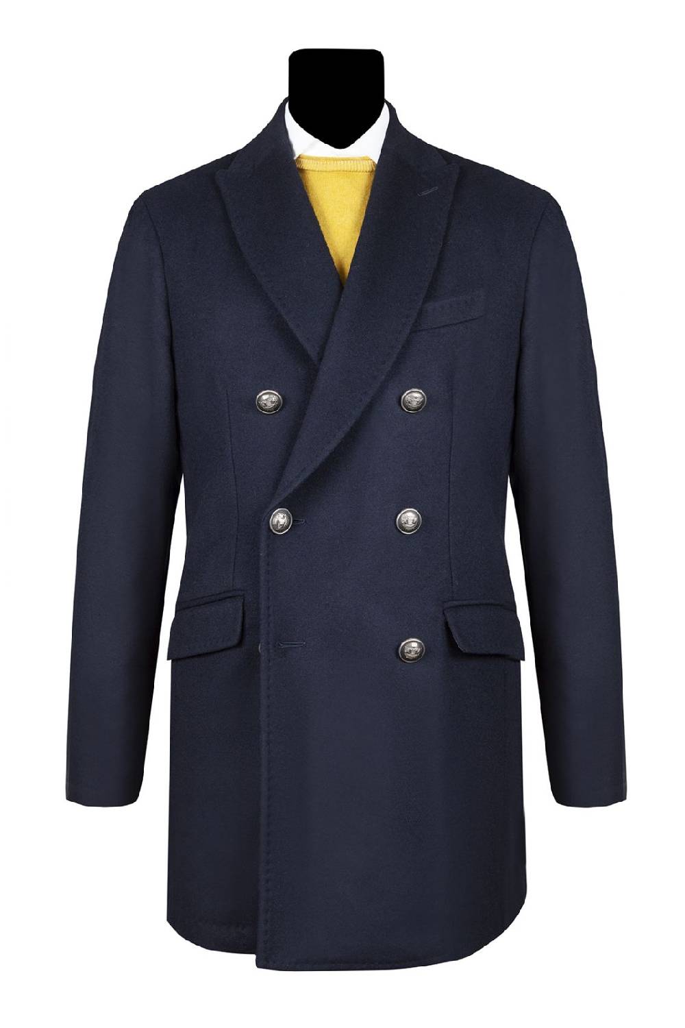 Simbols Cappotto blu doppiopetto sfoderato simbols misto cashmere