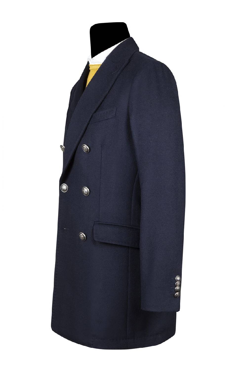 Simbols Cappotto blu doppiopetto sfoderato simbols misto cashmere Sottocosto