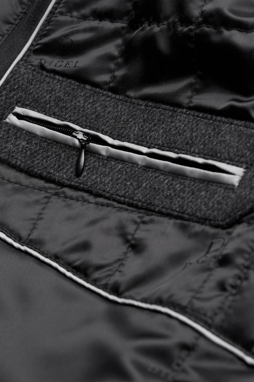 Digel Cappotto grigio scuro digel con pettorina antivento staccabile Presa