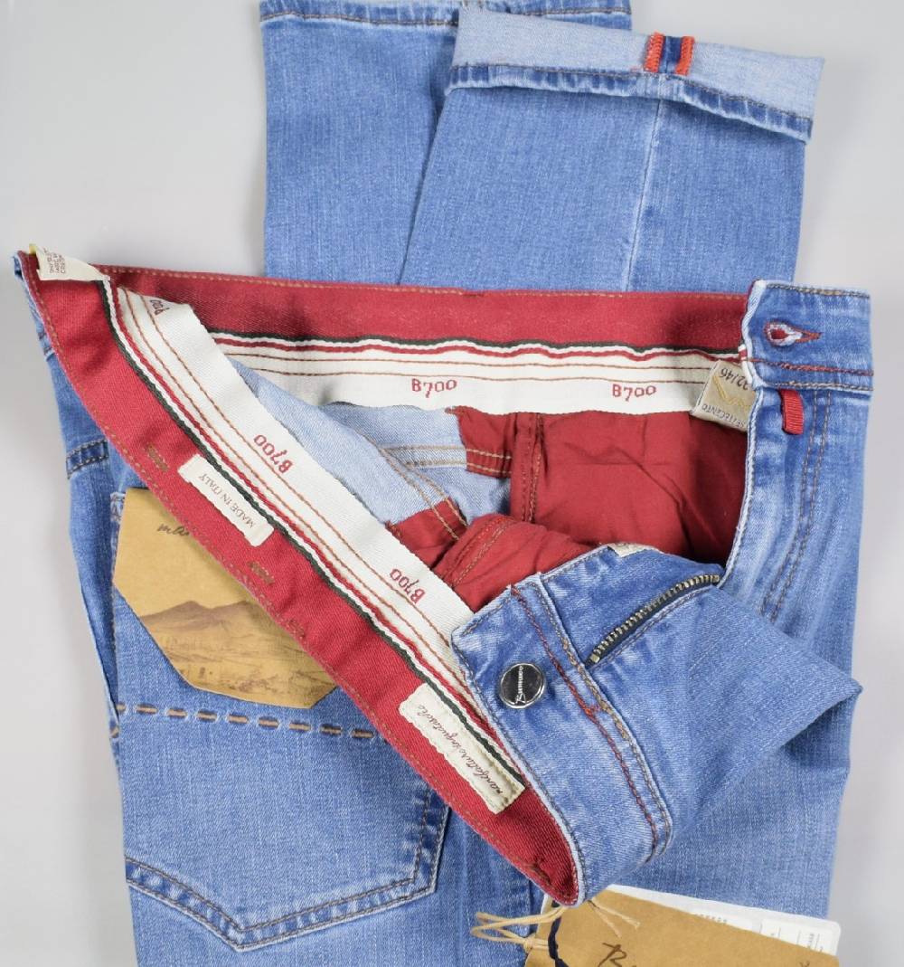 B Settecento Pantalone in denim stretch b700 slim fit lavaggio chiaro Vendite Flash
